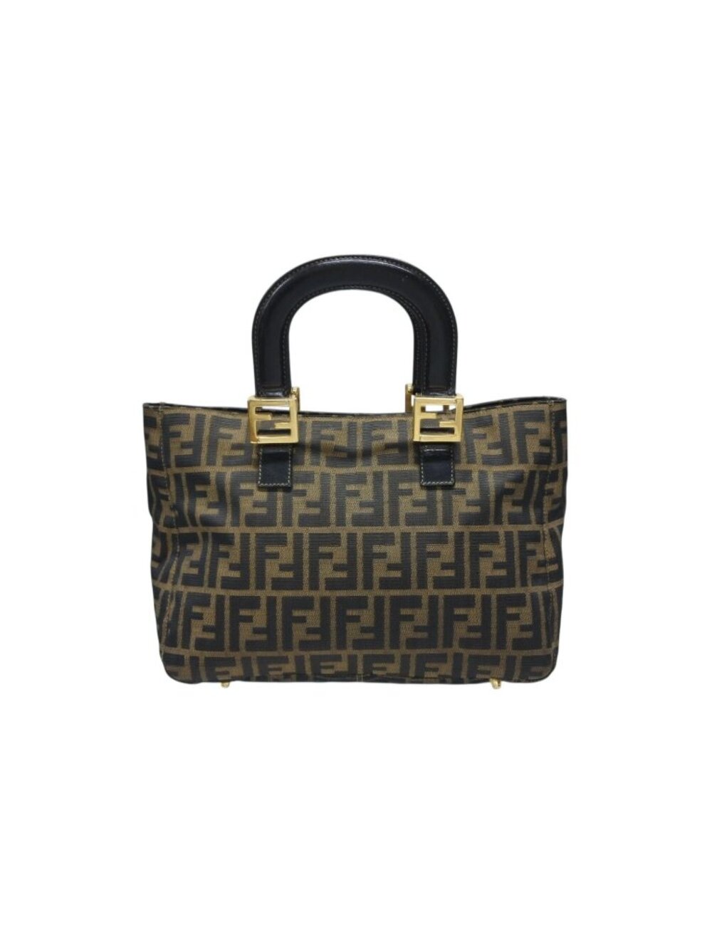 Fendi Tote Bag Zucca Pattern Canvas Brown Gold